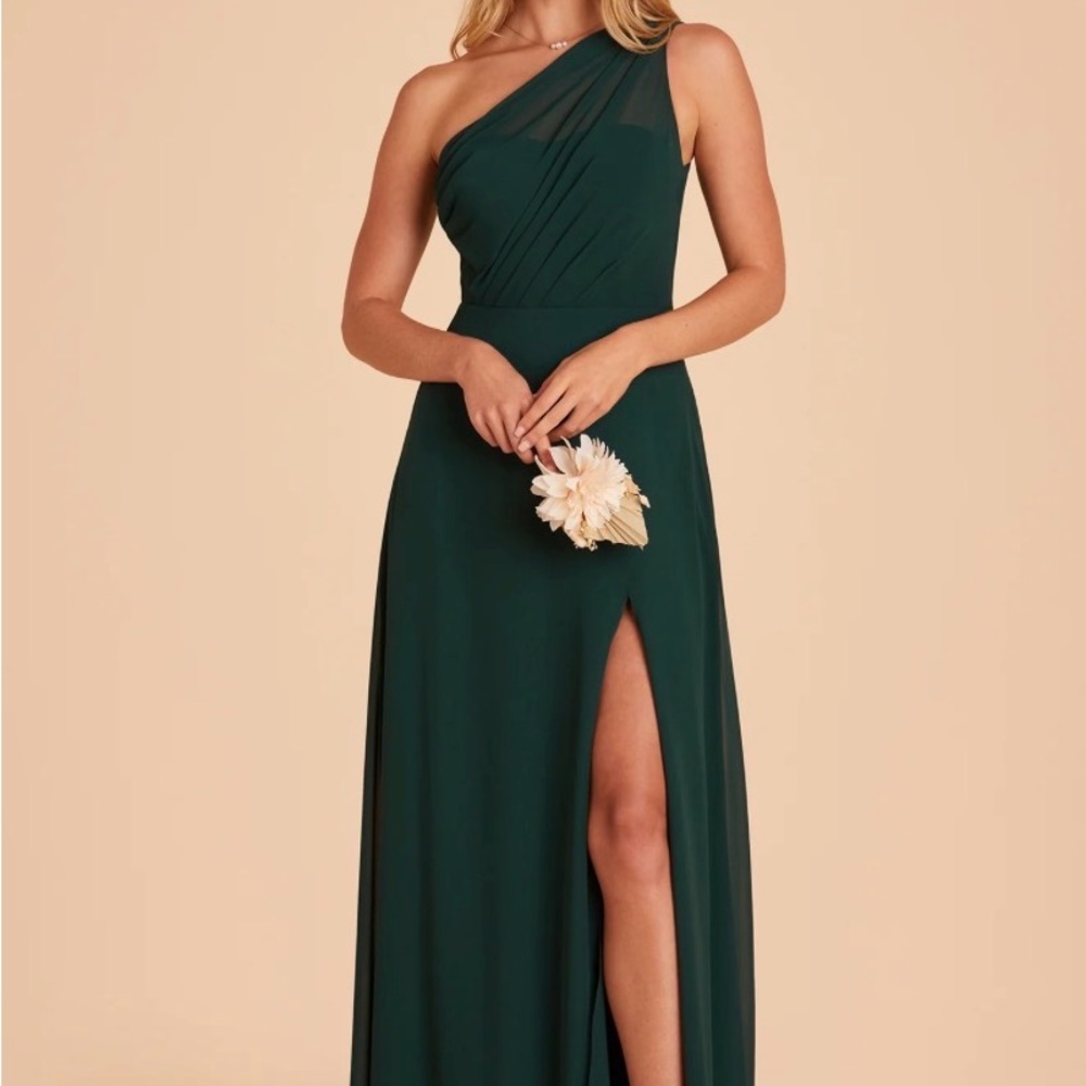 Birdy Grey One-Shoulder Dress in Emerald Chiffon